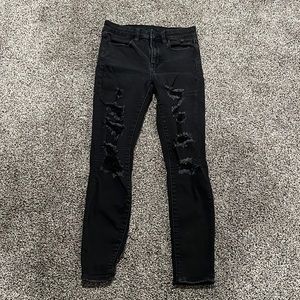 American Eagle Black High-Rise Jegging, Size: 2 short
